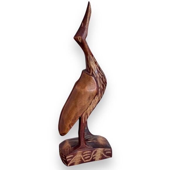 Vintage Hand Carved Wood 10.5" Bird Statues Made in Haiti - Picture 7 of 10